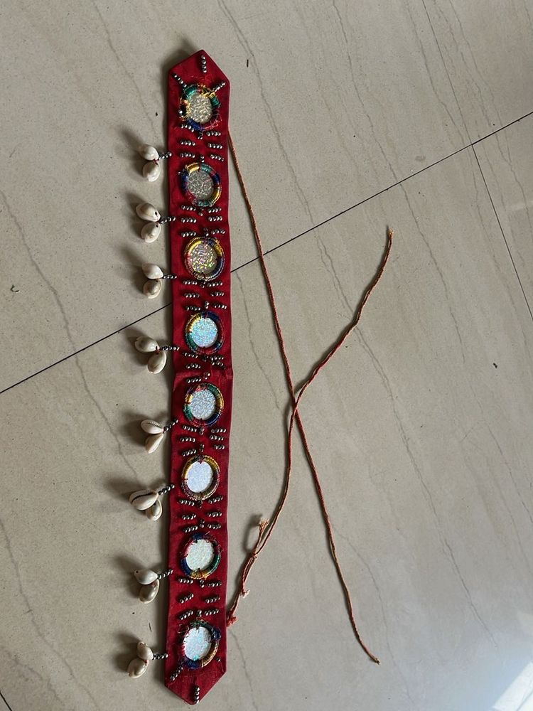 Red Mirror &amp; Shell Navratri Belt