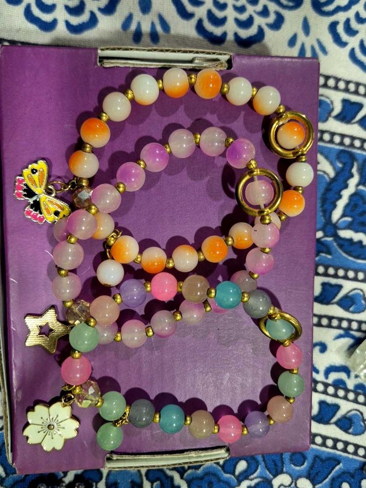 Boho Beaded Charm Bracelet - Butterfly &amp; Flower