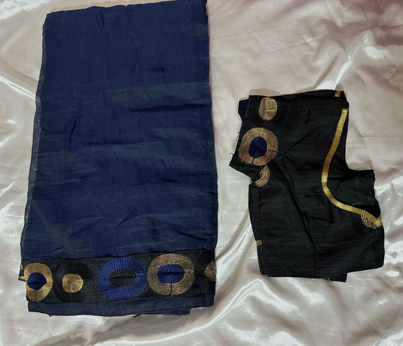 Navy Blue Saree with Blouse