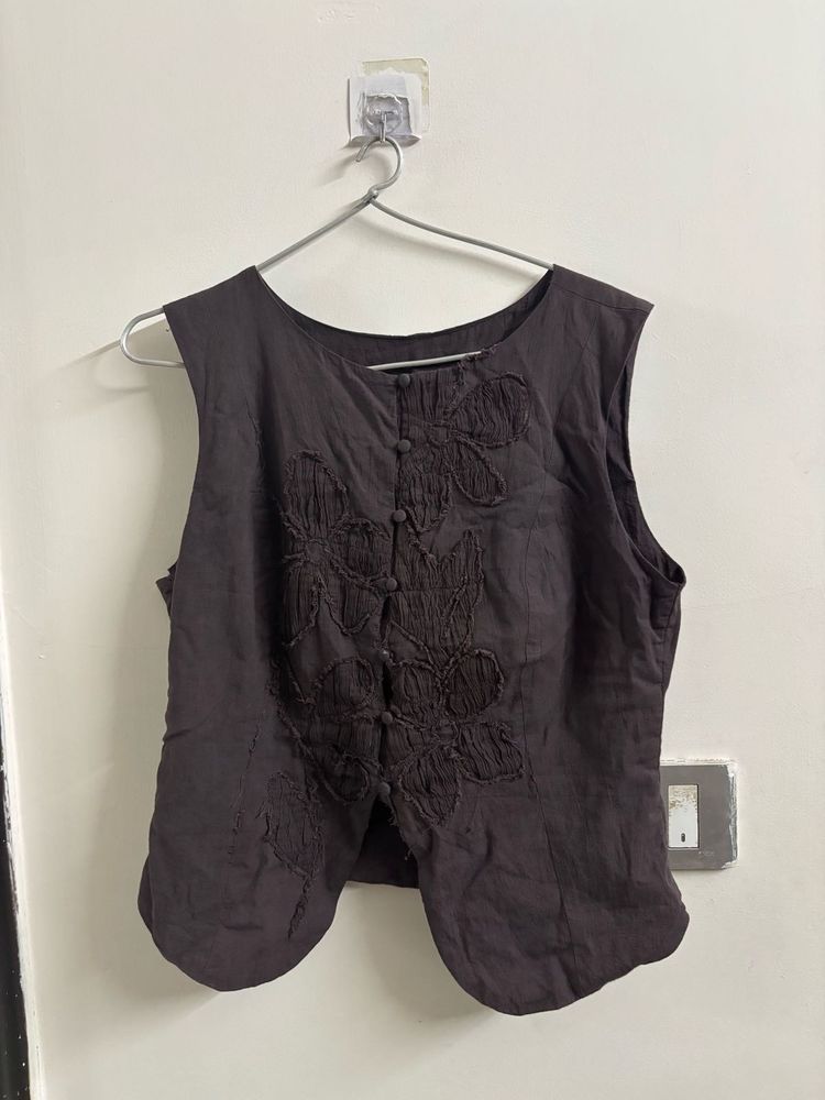 Elegant Brown Embroidered top