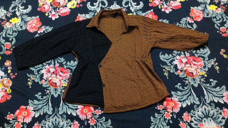 Unique Two-Tone Collared Top