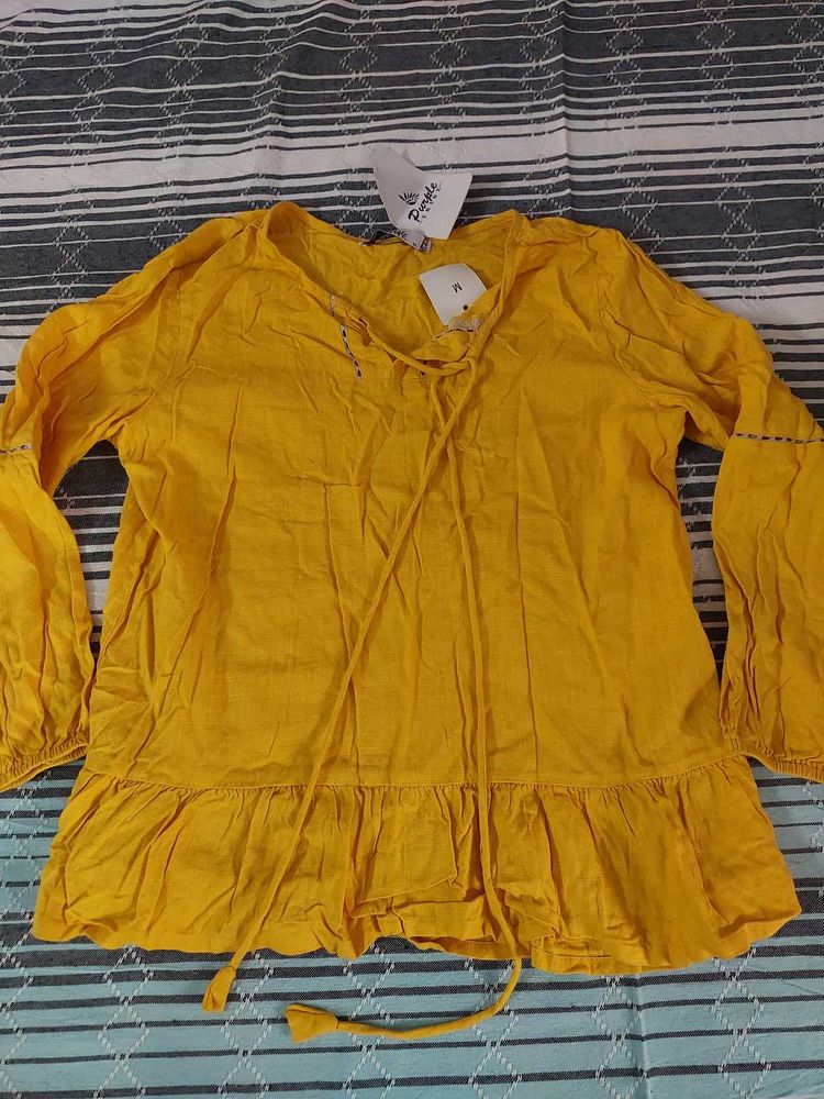 Mustard Yellow Peasant Blouse