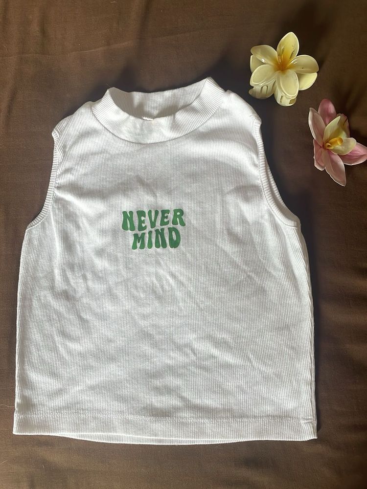 White 'Never Mind' Graphic Tank