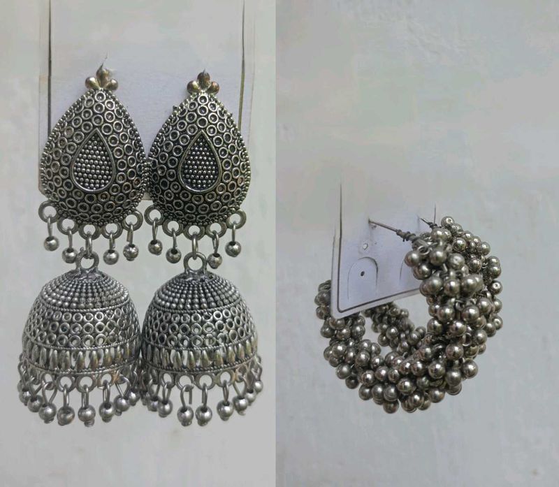 2-Pair Oxidised Earrings Combo