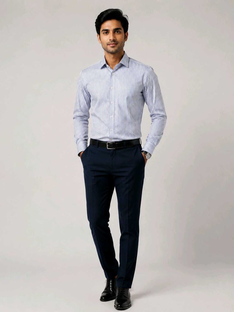 blue formal shirt