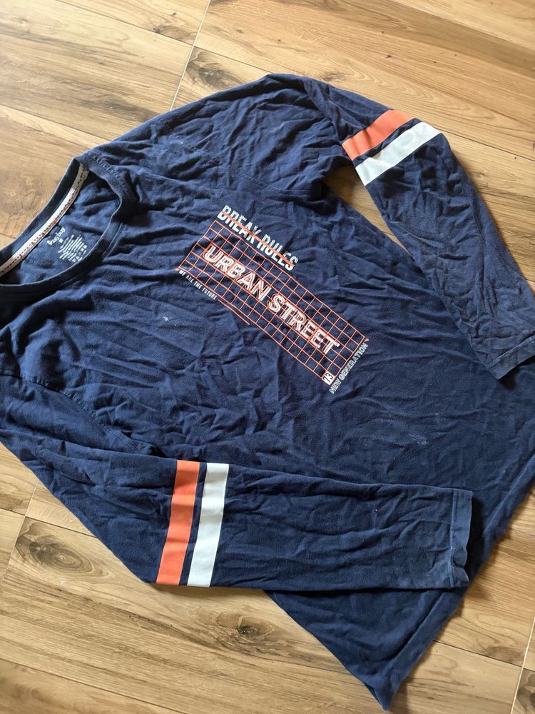 Men's Blue Graphic Long Sleeve T-Shirt