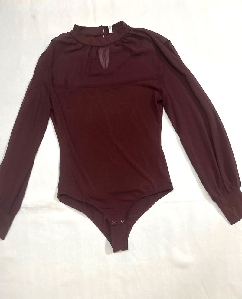 Burgundy Long Sleeve Bodysuit