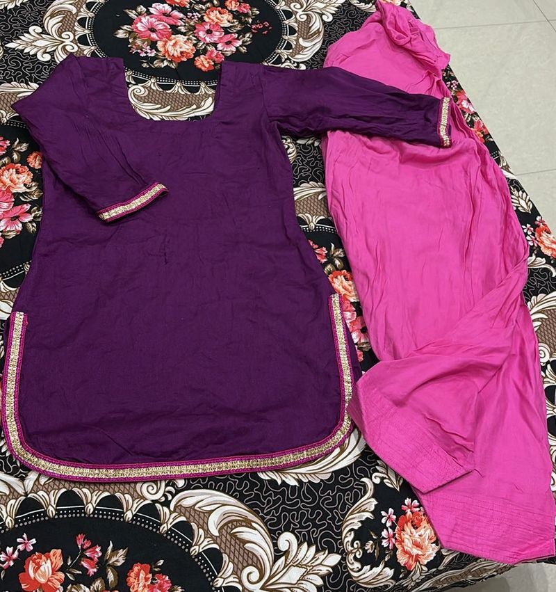 Vibrant Purple Kurta with Pink Salwar
