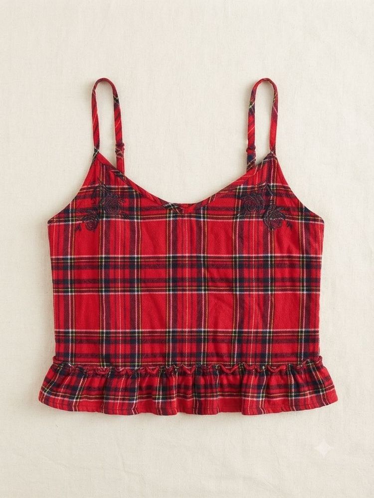 New Look Red Plaid Cami Top