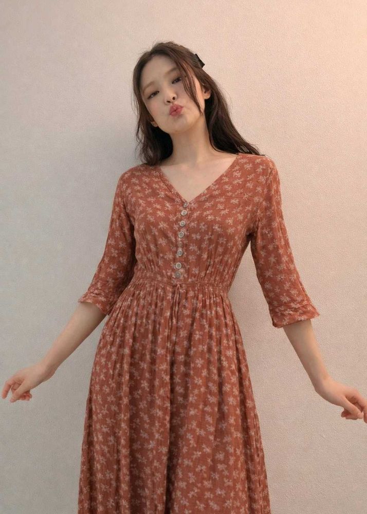 korean Floral Maxi Dress - Effortless Style