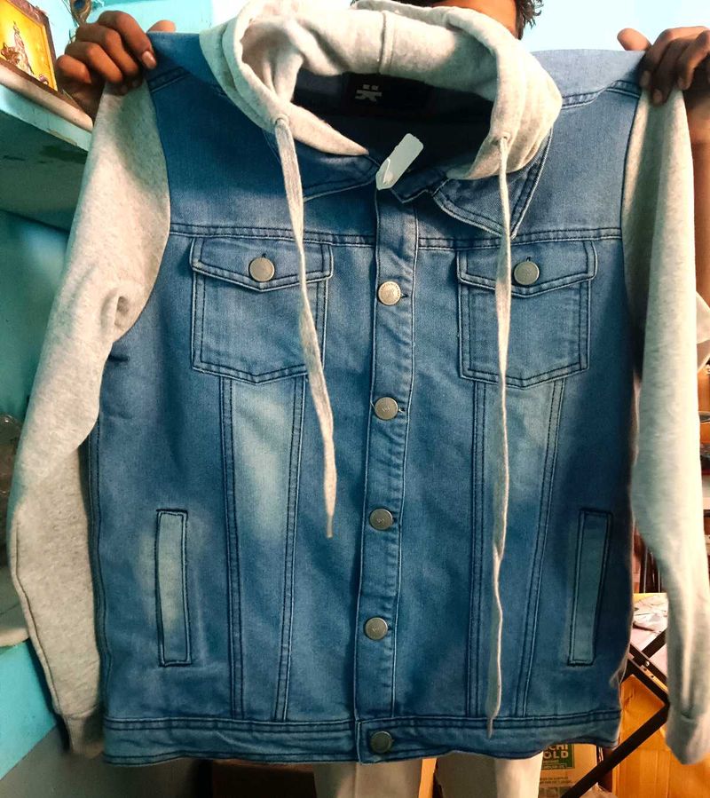 Men's Denim Jacket with Hoodie small size