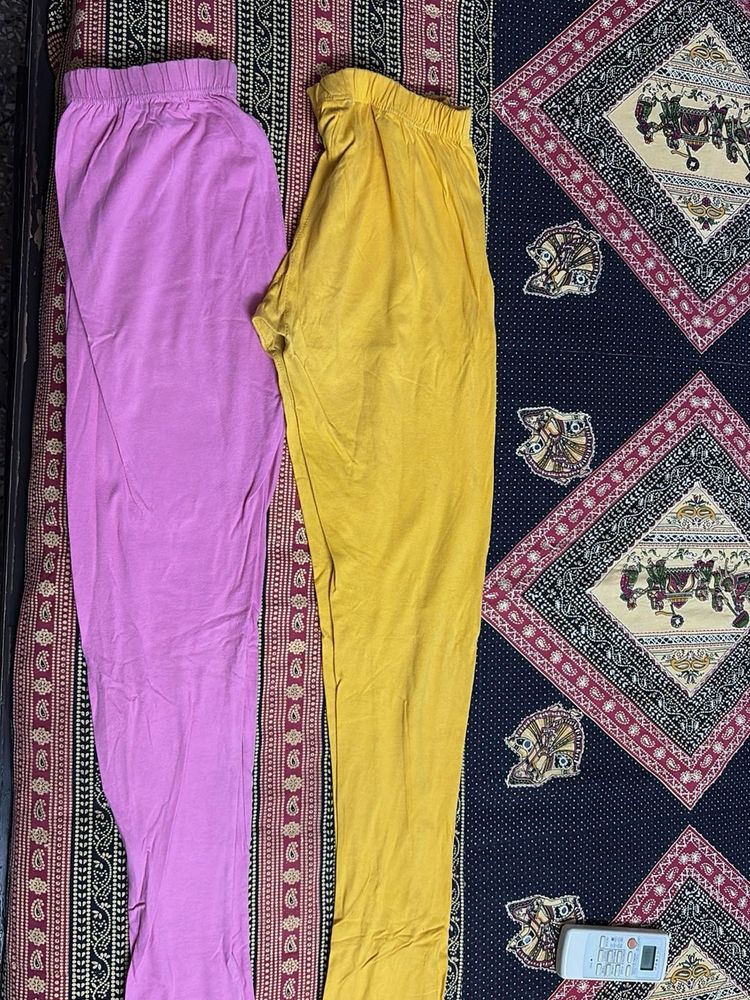 pink and yellow kurti leggings