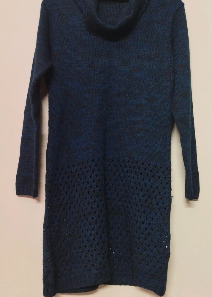 High Neck Long Woolen Sweater