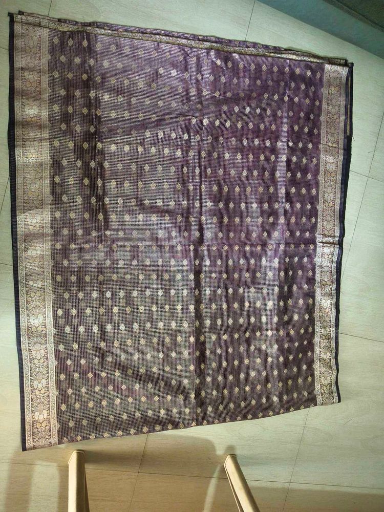 Elegant Purple Saree with Gold Motifs