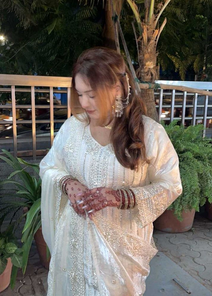 Elegant off White Pakistani suit