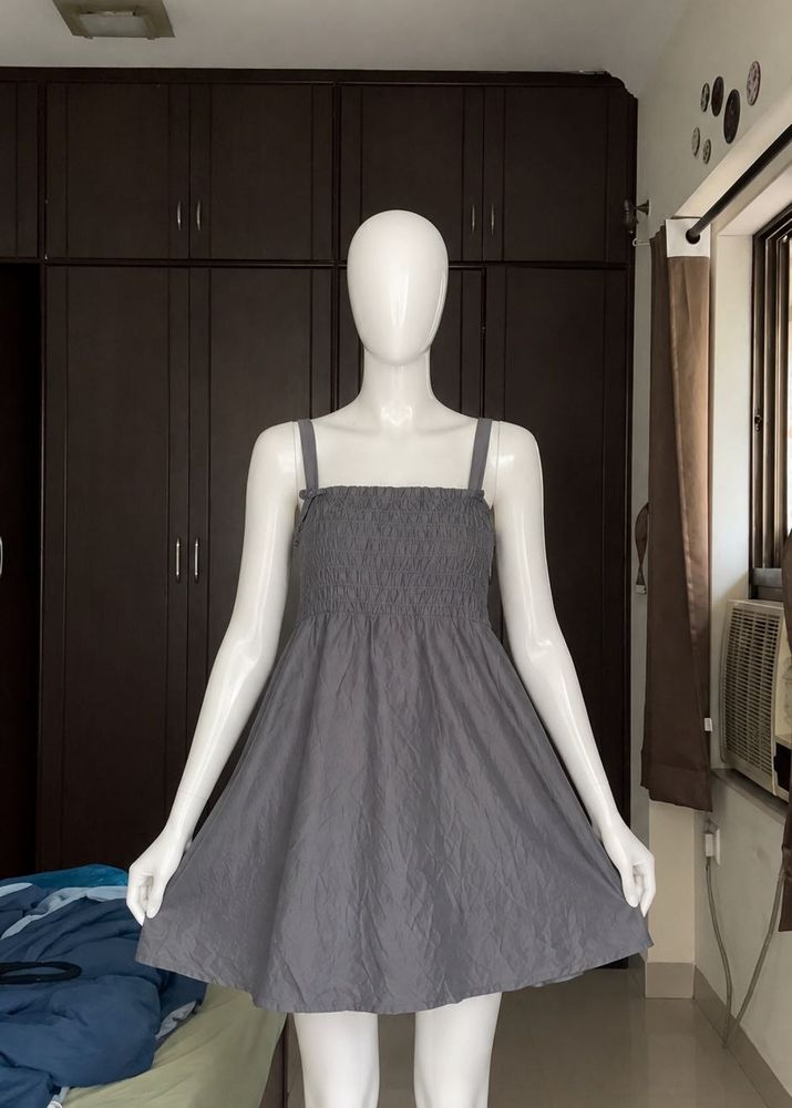 Grey Smocked Sundress