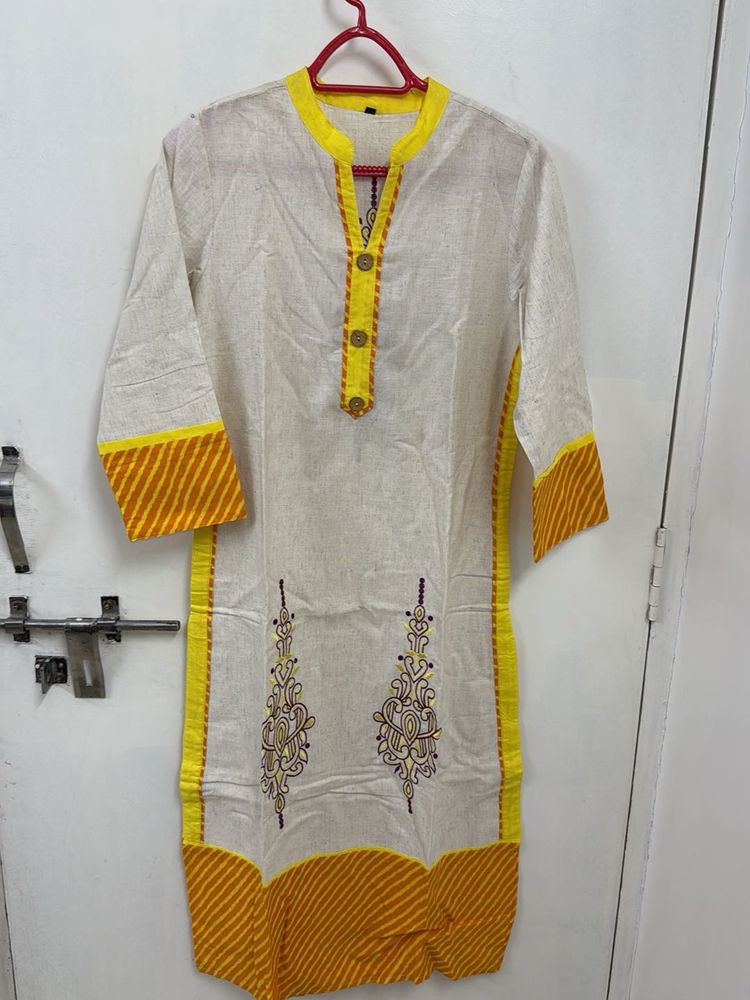 Khadi Cotton Embroidered Kurti