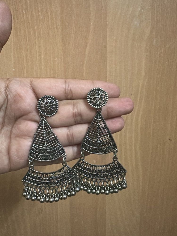 jaipur Oxidized Silver Dangle Earrings