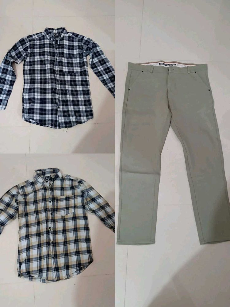 Men's 2 Casual Shirt &amp; 1 Pant Set