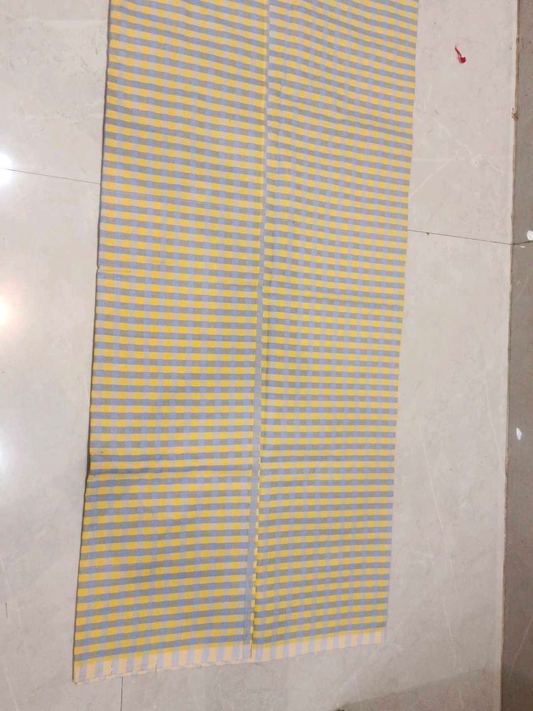 Yellow and Grey Striped Saree