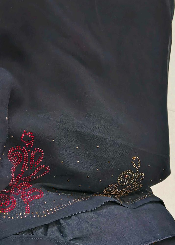 Embellished Black Saree
