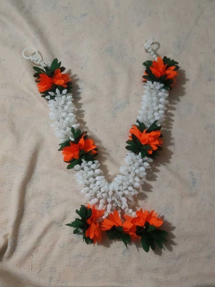 Orange &amp; White Floral Necklace