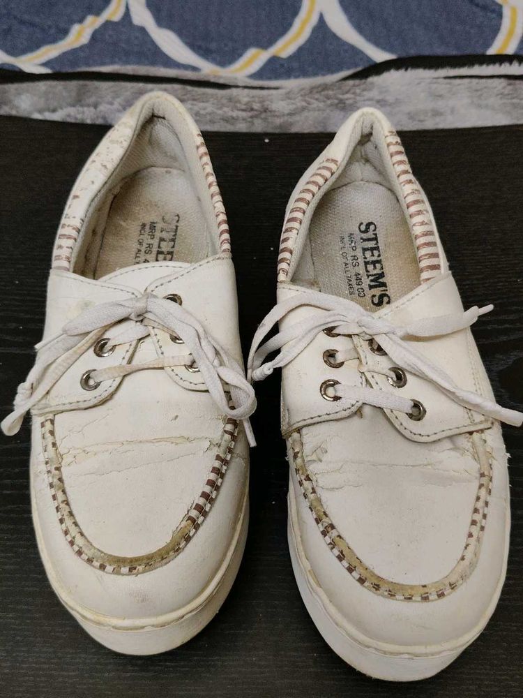 White Casual Loafer Shoes