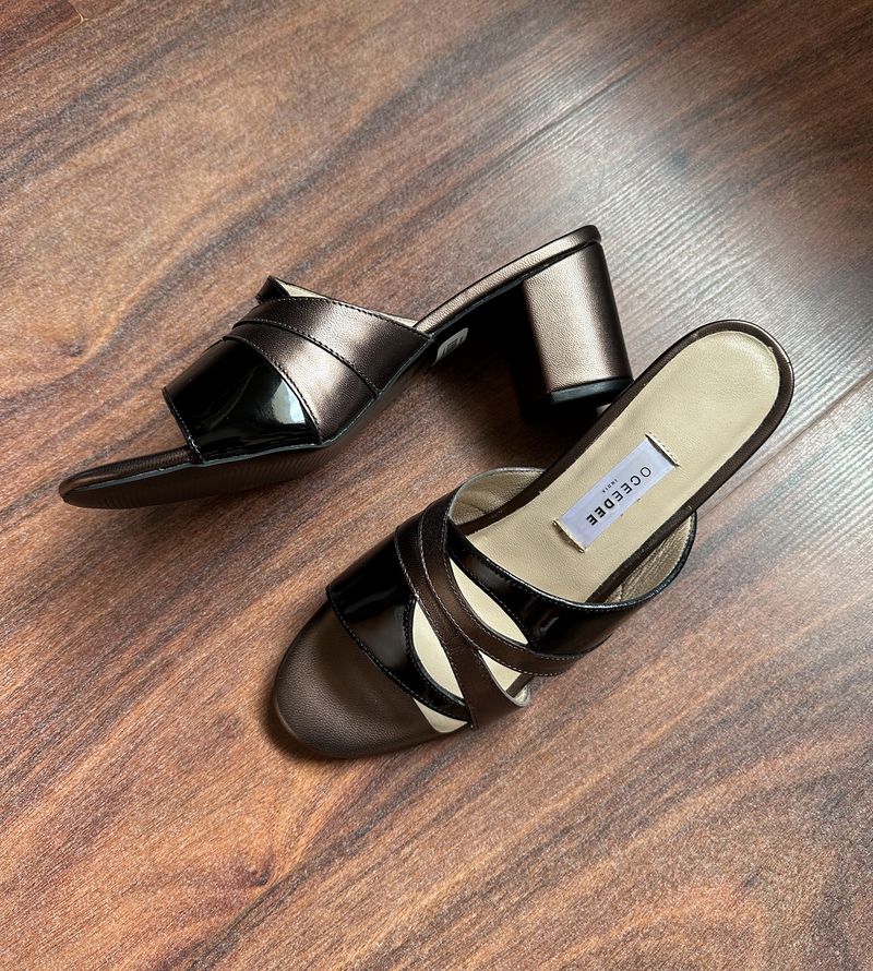 Black &amp; Copper Block Heels