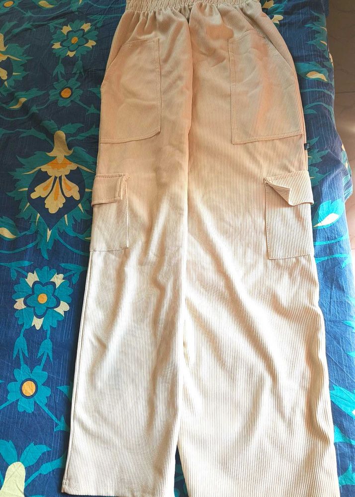 Cream Corduroy Cargo Pants