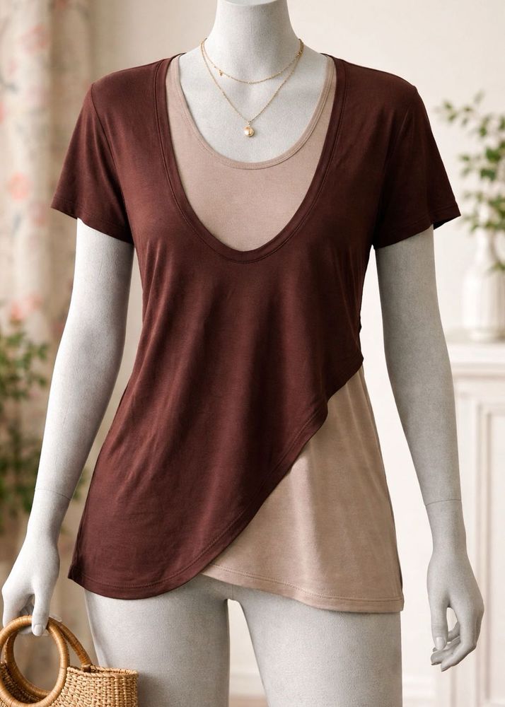 Layered Brown &amp; Beige Top
