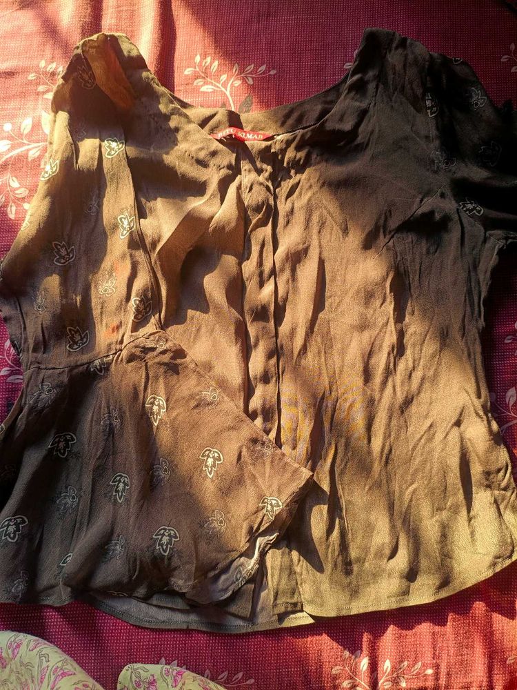 Stylish Printed Brown Blouse