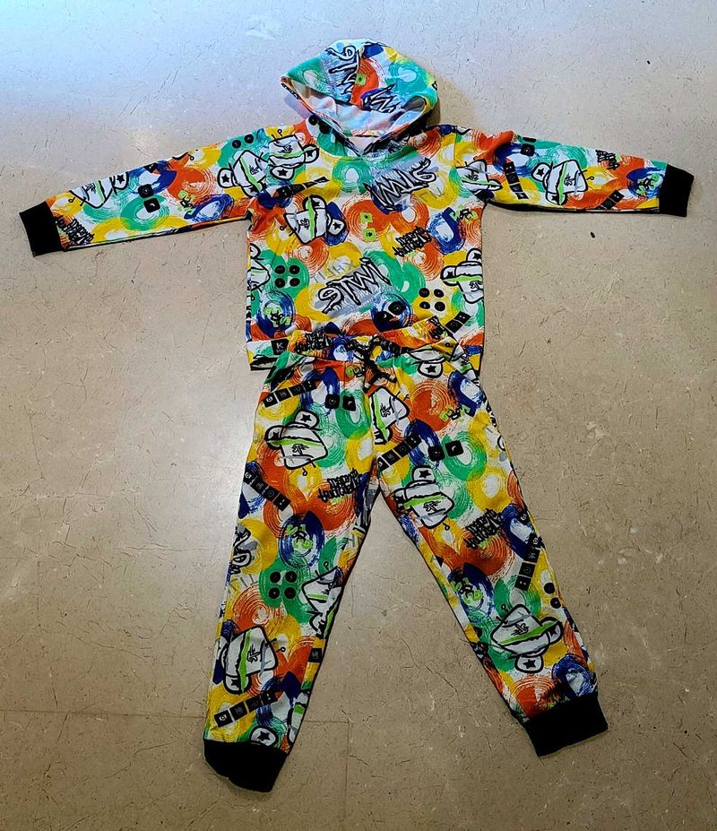 Kids' Colourful Graphic Hoodie &amp; Joggers Set