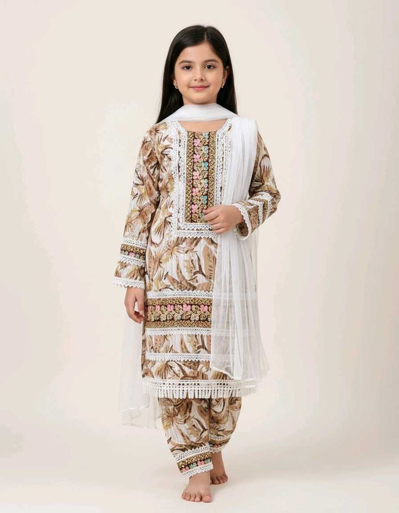 Floral Print Salwar Kameez For Baby Girl