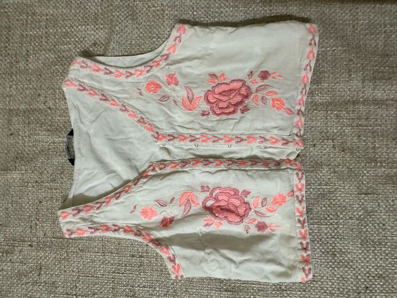 Embroidered White Kurta Top