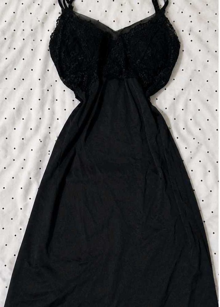 Black Lace Camisole Slip Dress