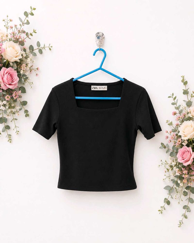 Classic Black Square Neck Top