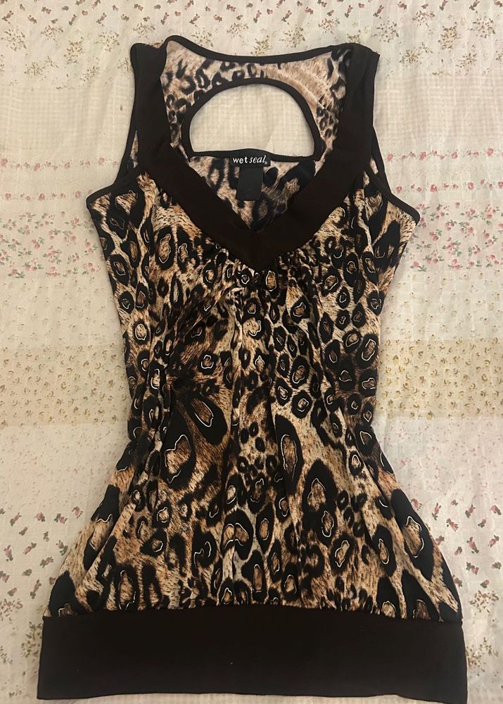 Leopard Print Cut-Out Tank