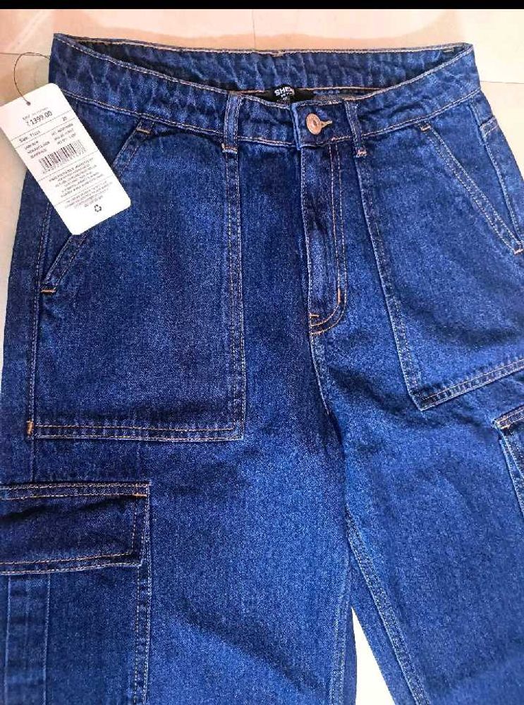 Stylish Blue Denim Cargo Pants