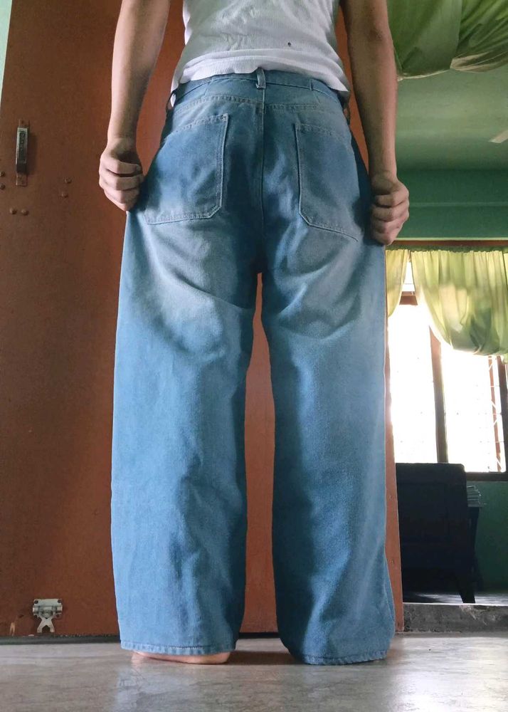Wide Leg Light Wash Denim Jeans