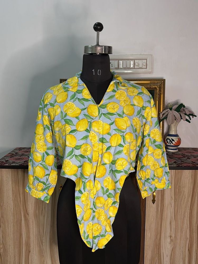 Lemon Print Crop Top