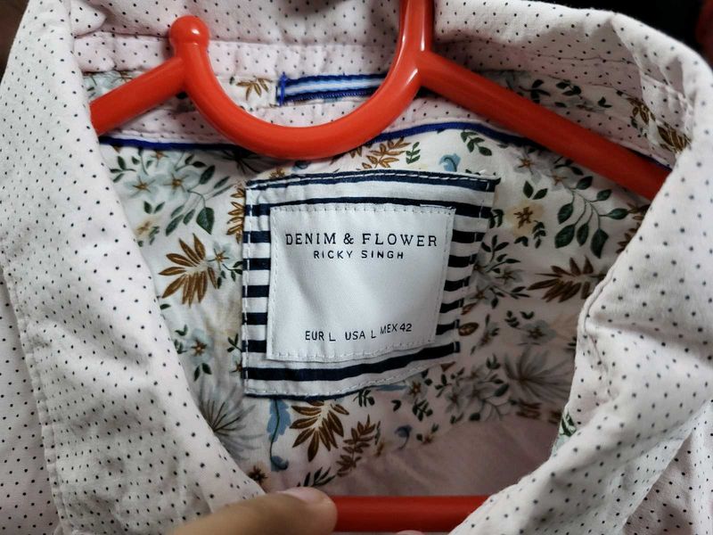 Denim &amp; Flower Ricky Singh Polka Dot Shirt - L