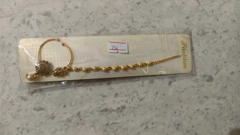 Elegant Gold two Nath with Pearl Drop