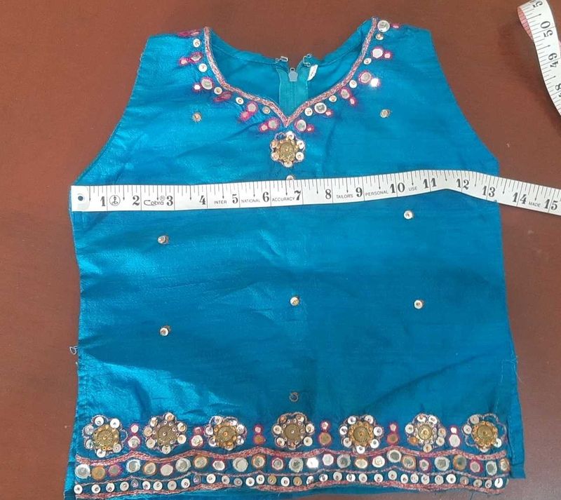 Embellished Teal Ethnic Blouse for girls