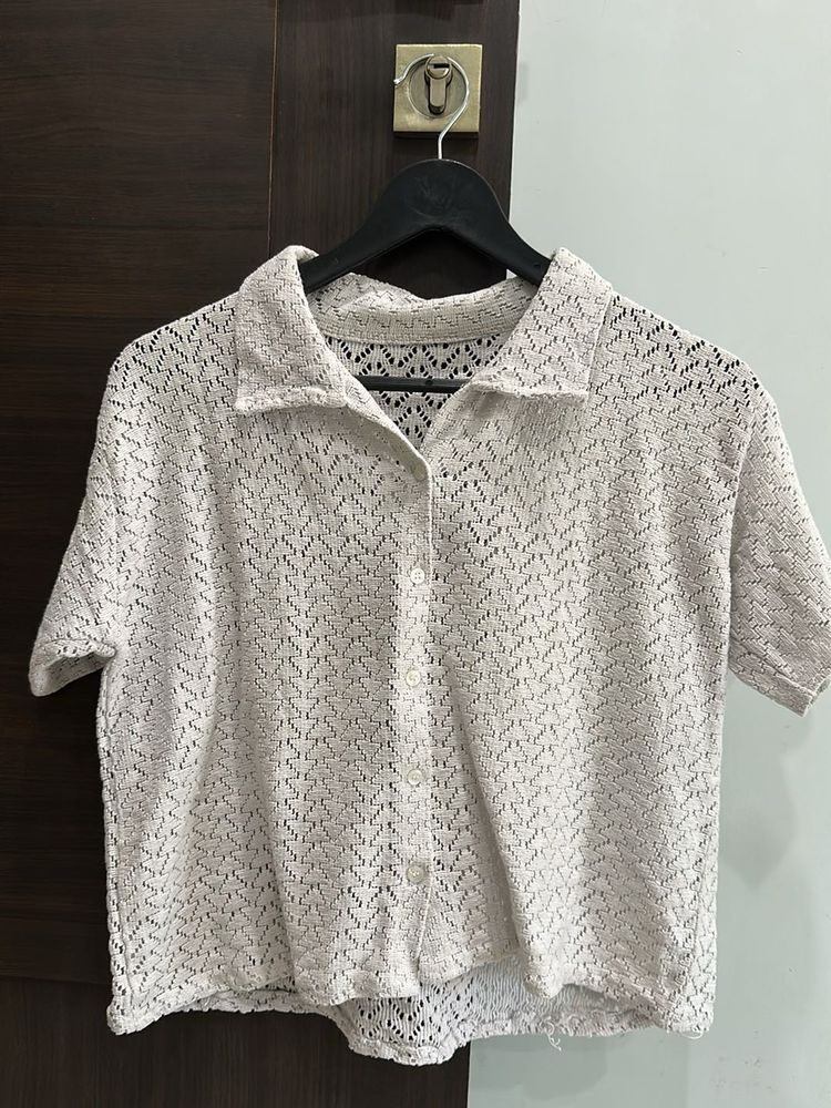 Crochet Lace Button-Up Top
