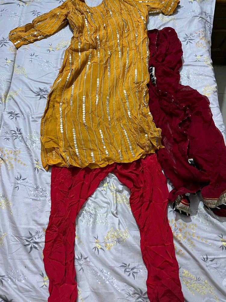 Stunning Yellow Kurta Set with Sequins