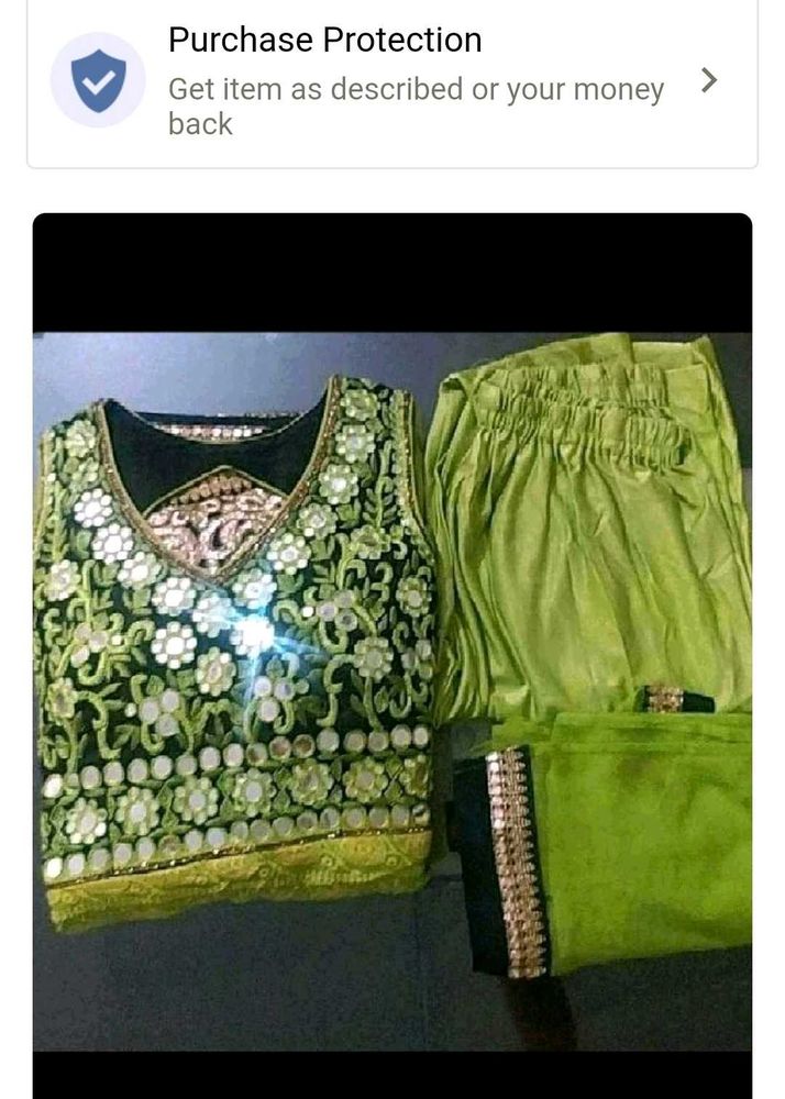 Embroidered Kurta Set with Mirror Work