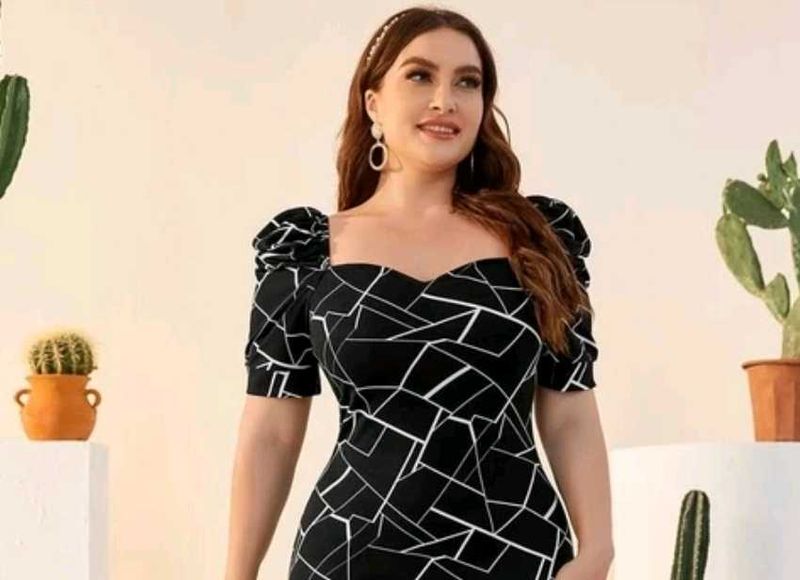 Abstract Print Puff Sleeve Top