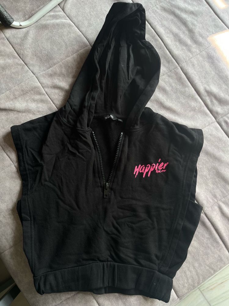 Black Cropped Hoodie - Happier Than Ever