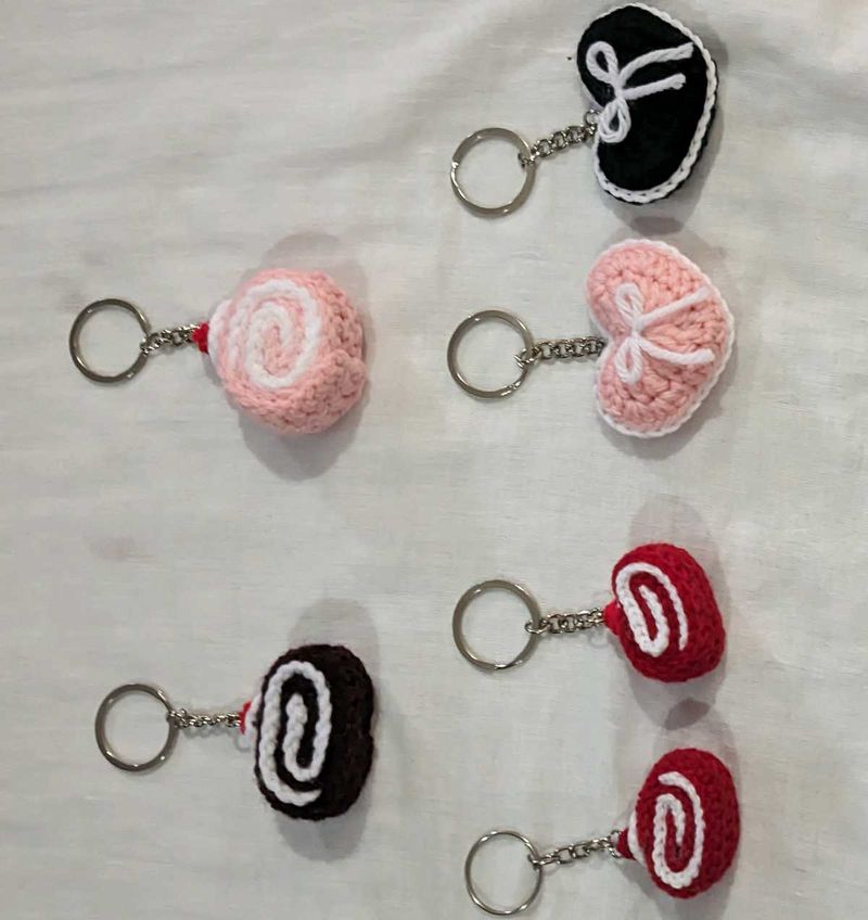 Handmade Crochet Keychain set 6pc