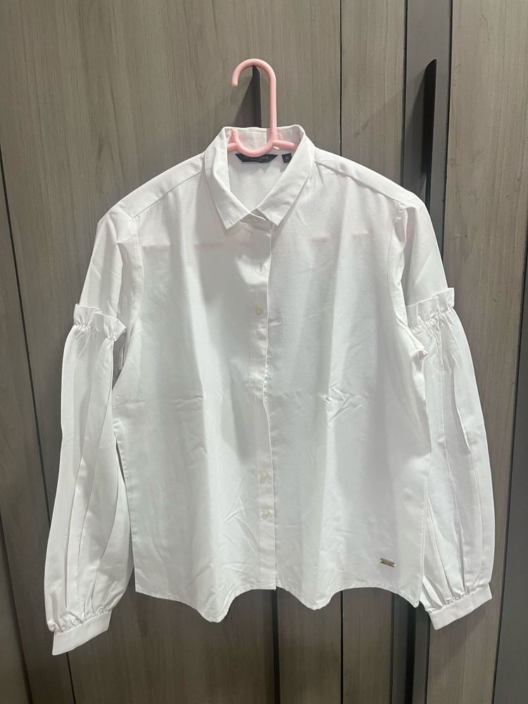 White Statement Sleeve Blouse